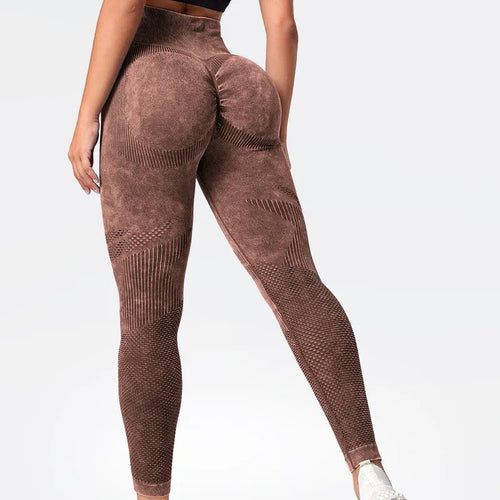 Women Seamless Leggings Washing Yoga pants Bubble Butt Push Up Fitness