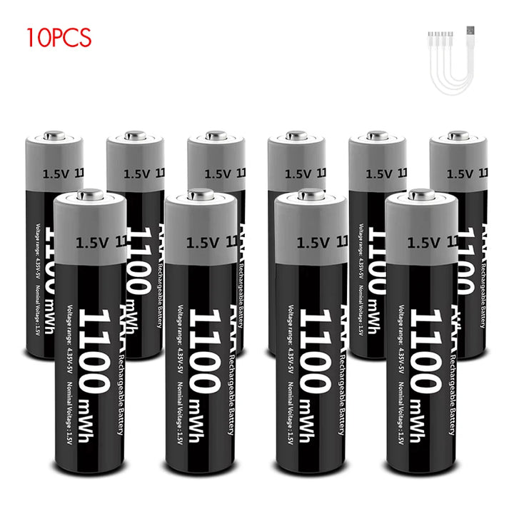 MATOV Li-ion AAA and AA Rechargeable Batteries USB Lithium-ion 3400mWh 1.5V AA Rechargeable Batteries+1100mWh 1.5V AAA Battery