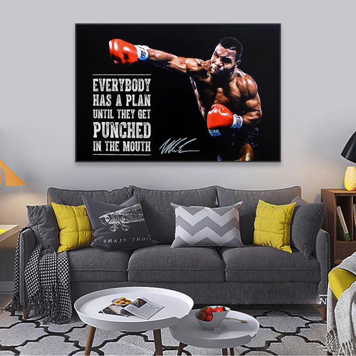 Fitness Motivational Poster Mike Tyson Boxing Sport Quote Art Gym Wall