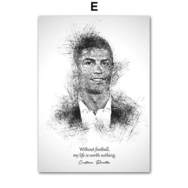 Black White Best FIFA Player Cristiano Ronaldo Nordic Posters And Prints Wall Art Canvas Painting Home Decoration Pictures Club