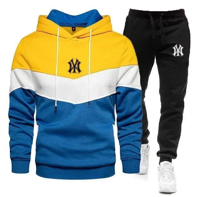 2024 New Men's Sets Spring Autumn Zipper Hoodie and Pants 2 Pieces Casual Tracksuit Male Brand Running Jogging Sportswear Suit