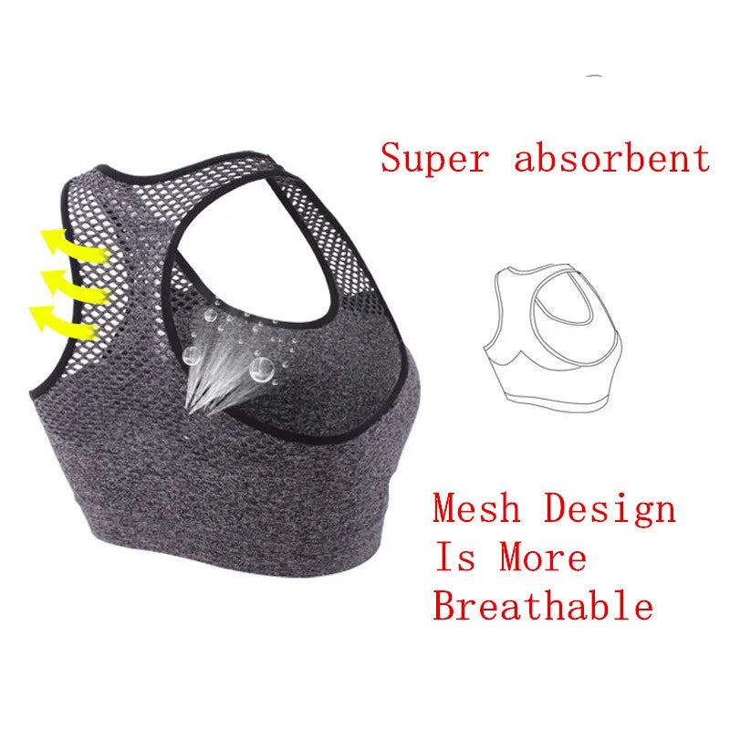 Mesh Sports Bra Hollow Out Sport Top Seamless Fitness Yoga Bras Women