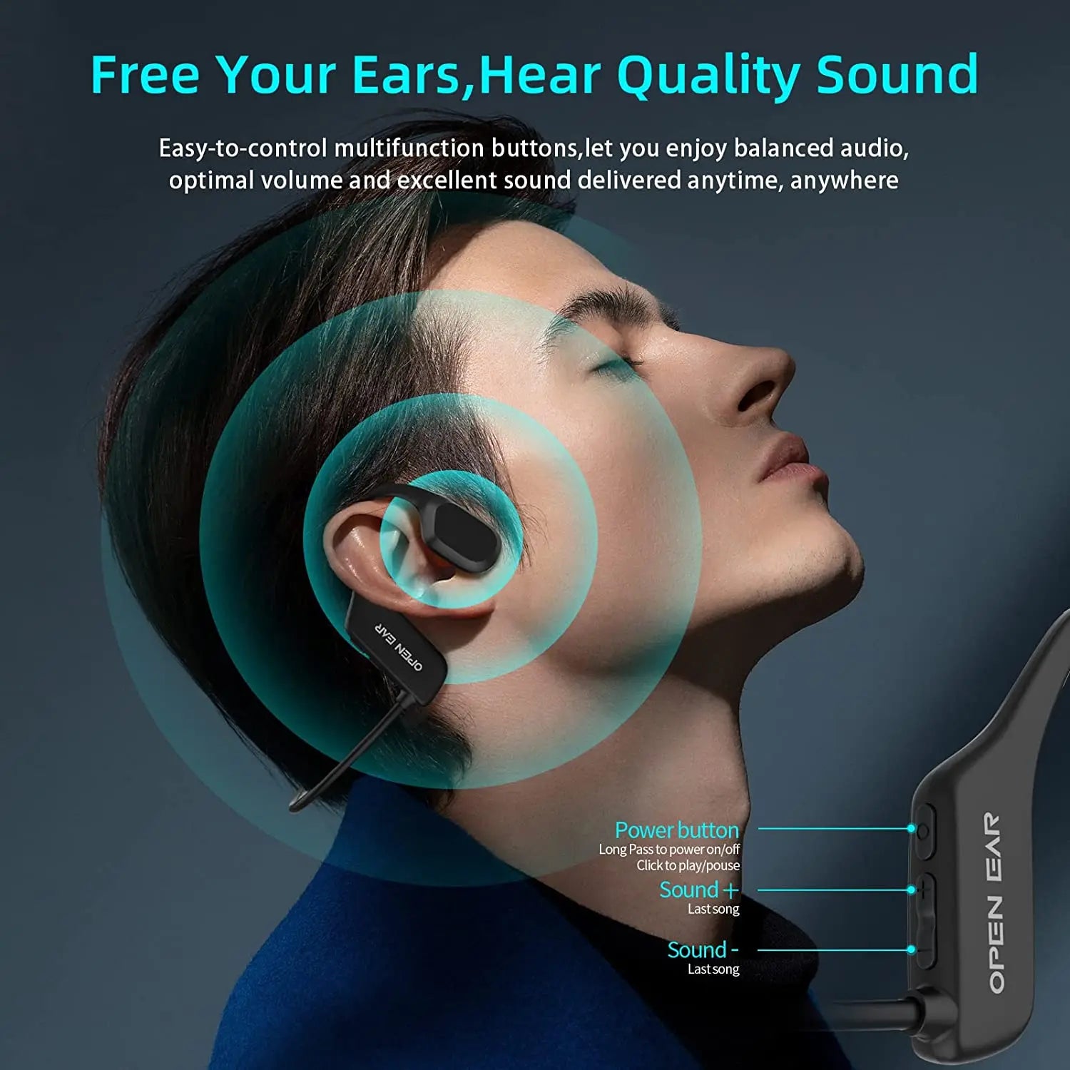 Upgraded Bone Conduction Headphones Wireless Bluetooth 5.2 Open Ear