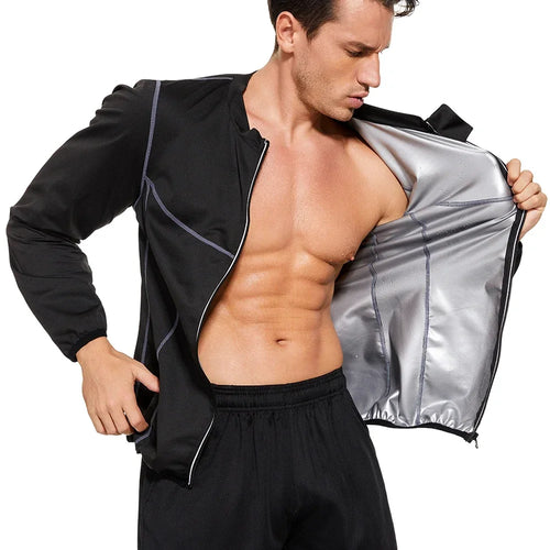 LAZAWG Sauna Jacket for Men Weight Loss Top Sweat Fat Burning Fitness