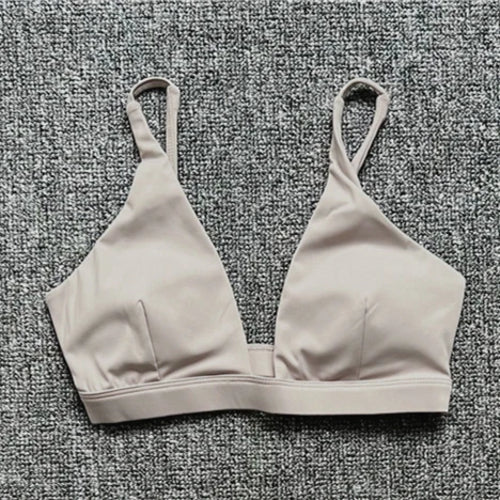 2024 Nude Deep V Neck Sport Bra Women Yoga Sets Workout Gym Scrunch