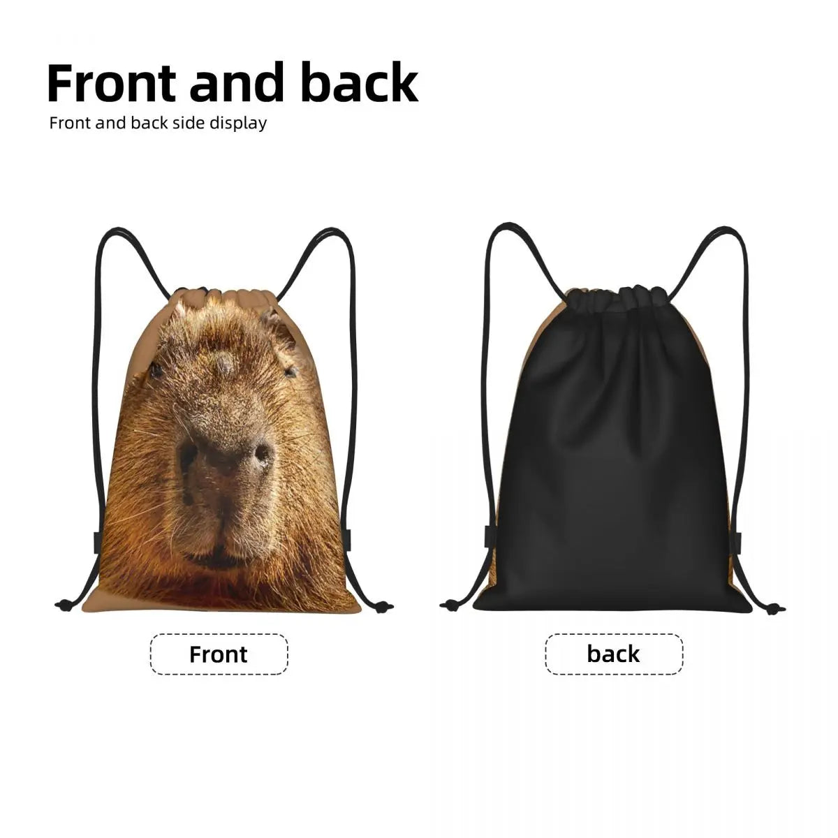 Custom Capybara Dozing In The Sunshine Printing Drawstring Bag for