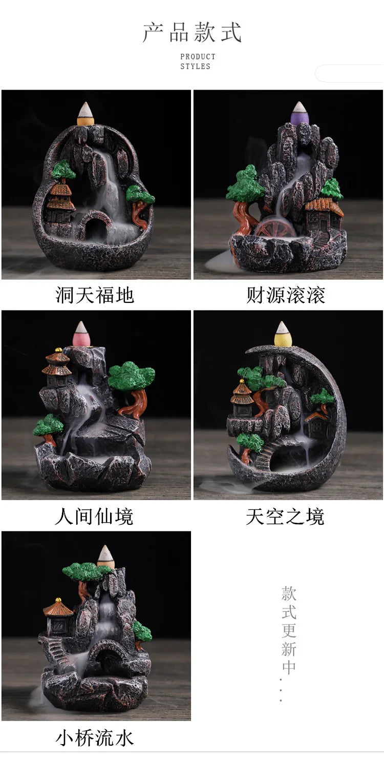 Backflow Incense Burner Resin Home Indoor Tea Path Incense Path New Retro Creative Backflow Decoration