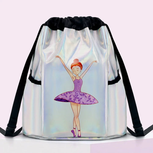 Girls Laser Shiny Ballet Dance Bags Kids Training Shoulder Gym