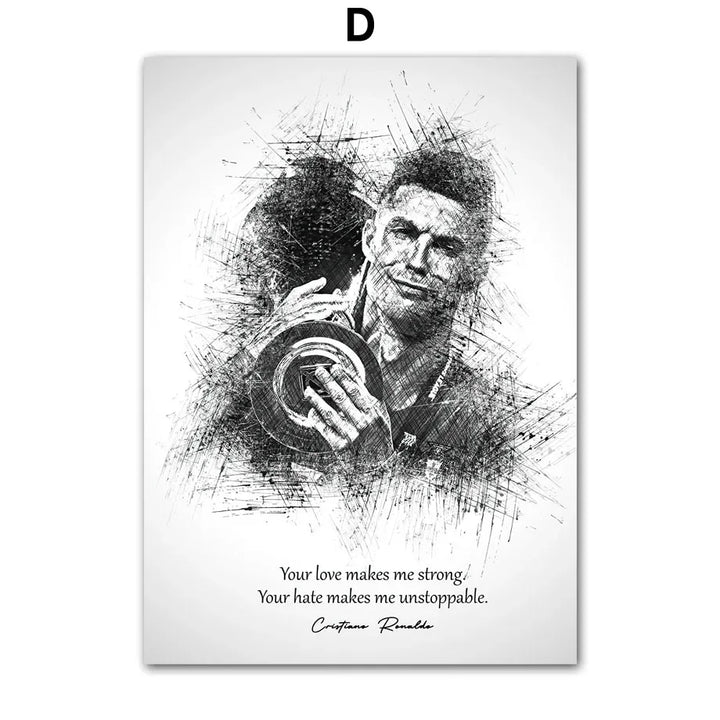 Black White Best FIFA Player Cristiano Ronaldo Nordic Posters And Prints Wall Art Canvas Painting Home Decoration Pictures Club