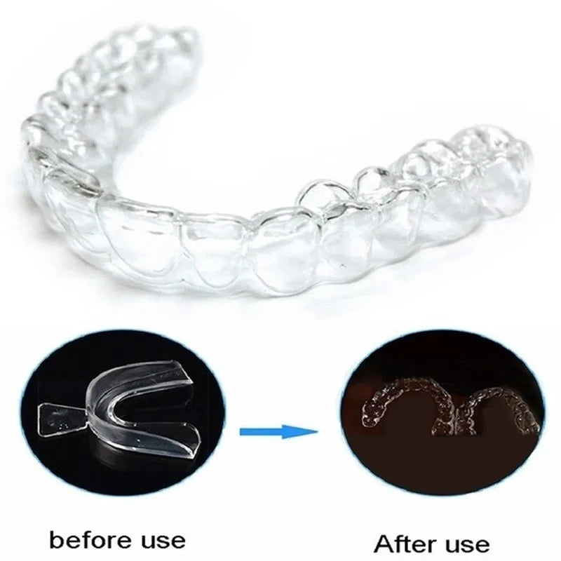 2pcs Silicone Mouth Guard Night Anti Snoring Bruxism Whitening Teeth