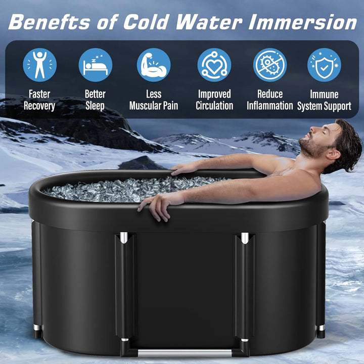 Ice Bath Tub for Athletes Large Collapsible Hot Tub Portable Cold Plunge for Outdoor Garden Yard Gym,Upgraded All-Aluminum Frame