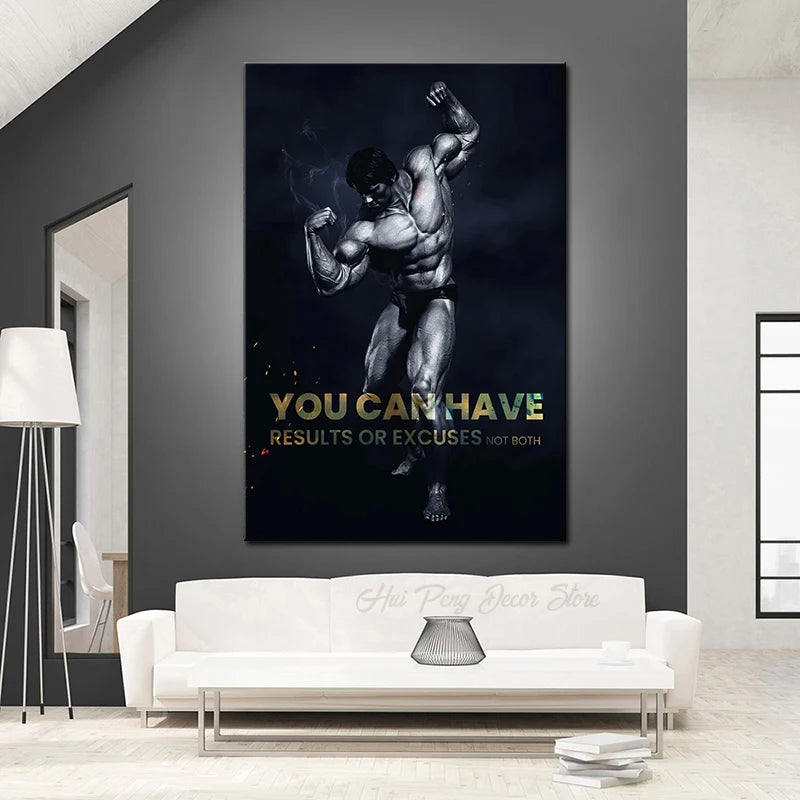 Muscular Man Bodybuilder Art Posters and Prints Canvas Painting Motivational Wall Art Pictures for Gym Living Room Home Decor