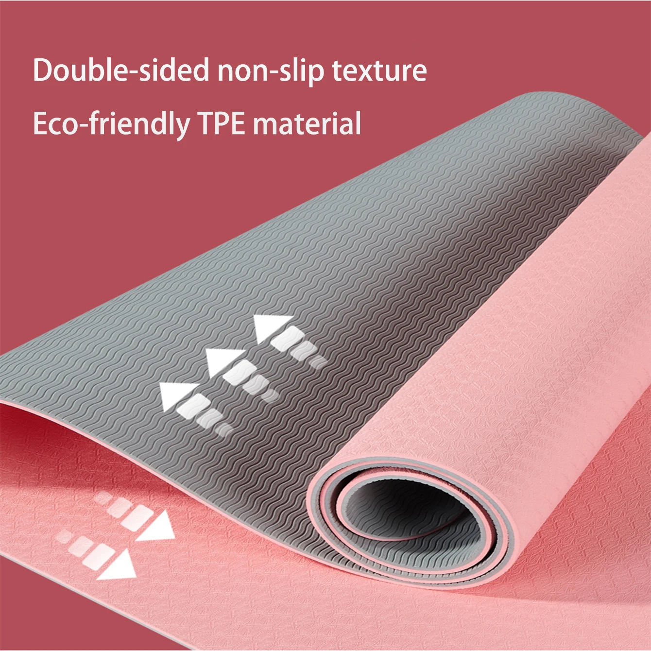 TPE yoga mat, Eco Fitness mat with strap, Professional yoga mat,