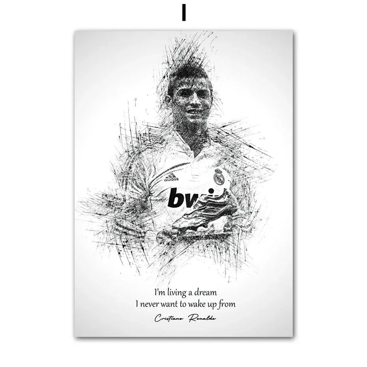 Black White Best FIFA Player Cristiano Ronaldo Nordic Posters And Prints Wall Art Canvas Painting Home Decoration Pictures Club