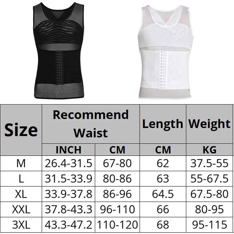 Mens Compression Vest Slimming Body Shaper Shirt Tummy Control Fitness