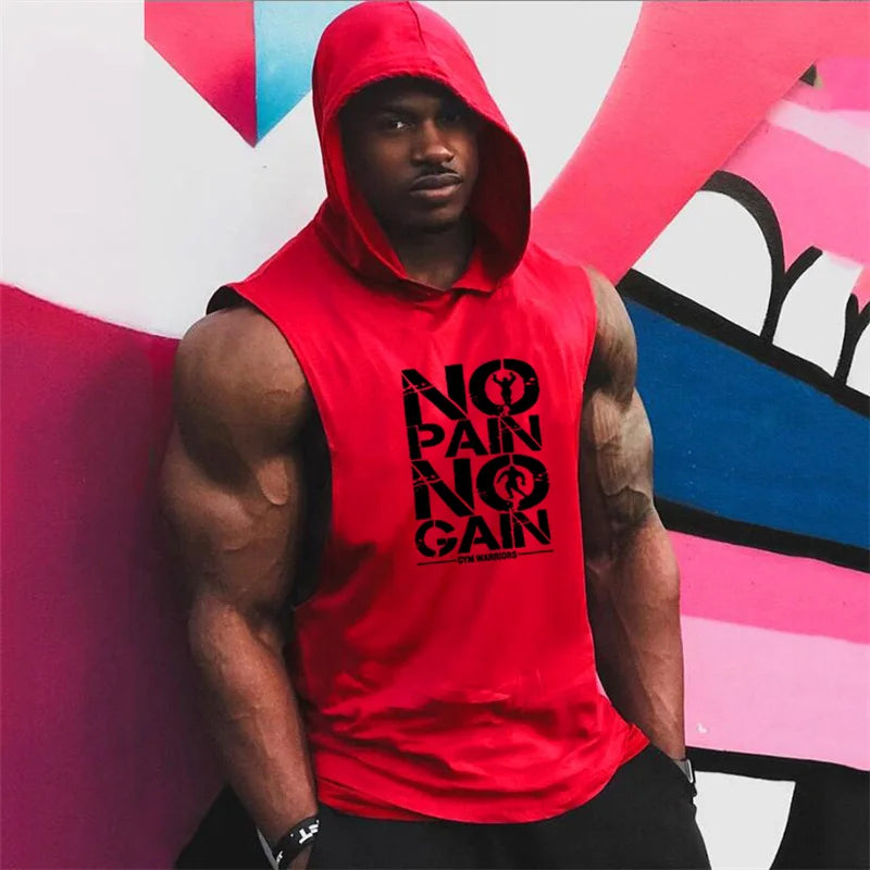 Brand Gyms Clothing Mens Bodybuilding Hooded Tank Top Cotton