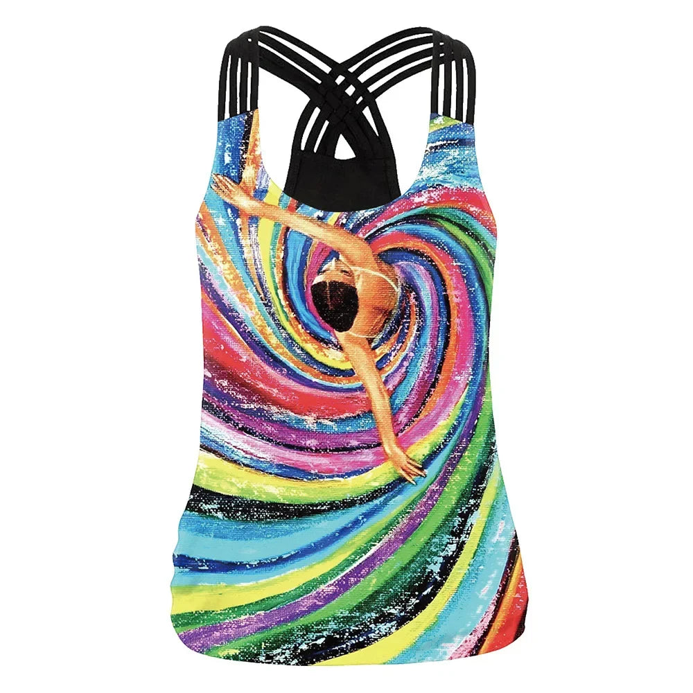 Summer Women Sport Vest 3D Print Yoga Shirt Running Fitness Quick Dry