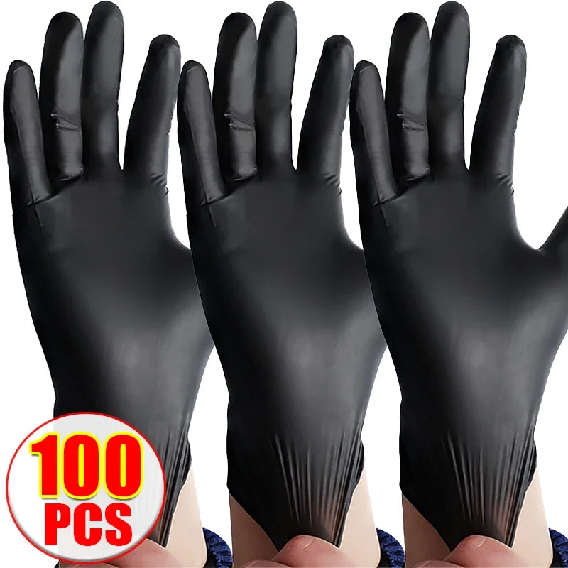 100/2pcs Strong Disposable Gloves Black Nitrile PVC Gloves for Housework Cleaning Car Industry Gardening Pet Care Cooking Tools