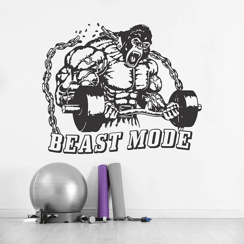 Gorilla Gym Sign Wall Decals Vinyl Interior Fitness Beast Mode on