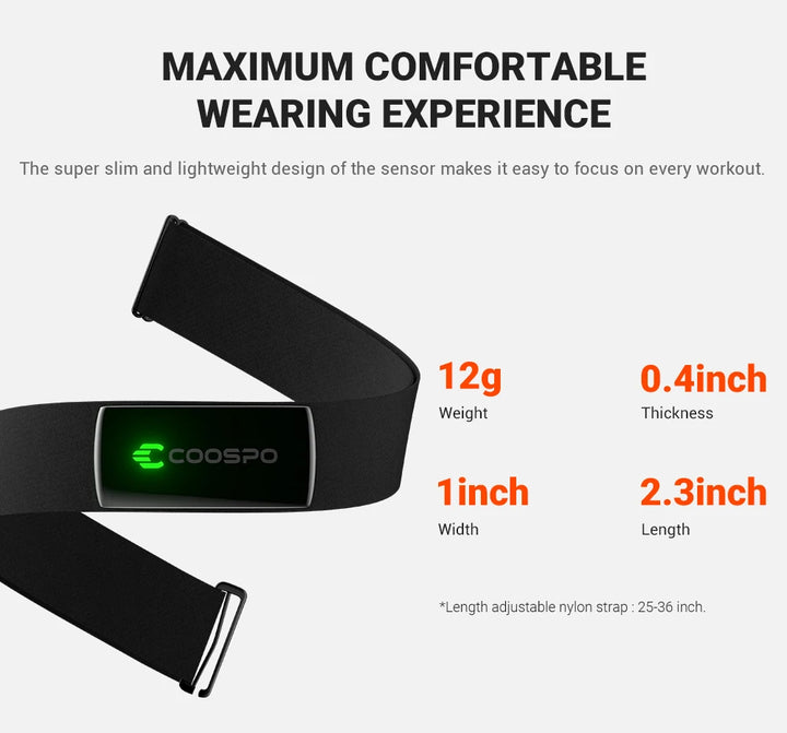 COOSPO H9Z Rechargeable Heart Rate Monitor Chest Strap Bluetooth5.0 ANT+ HR Sensor HRM IP67Waterproof Use for Garmin wahoo Zwift