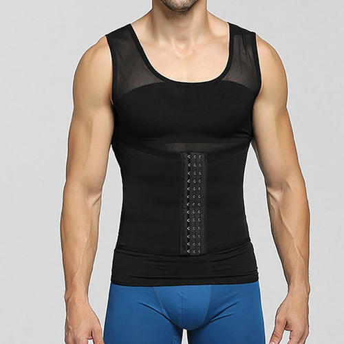 Mens Compression Vest Slimming Body Shaper Shirt Tummy Control Fitness