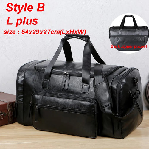 Men's PU Leather Gym Bag Sports Bags Duffel Travel Luggage Tote