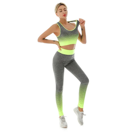 2 Piece Sets Womens Outfits Yoga Set Elastic Gradual Changing Sports