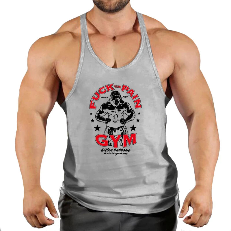 Brand Vest Muscle Fashion Gym Mens Back Tank Top Sleeveless Stringer