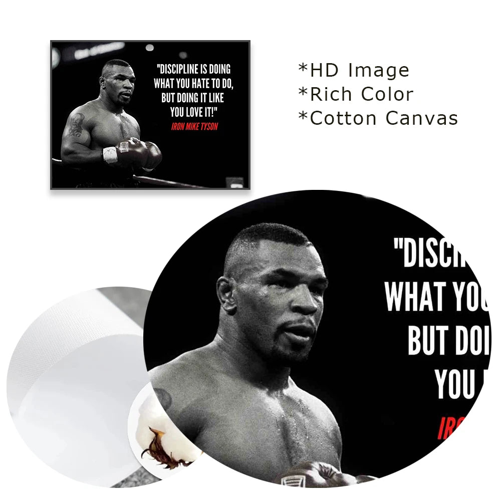 Fitness Motivational Poster Mike Tyson Boxing Sport Quote Art Gym Wall