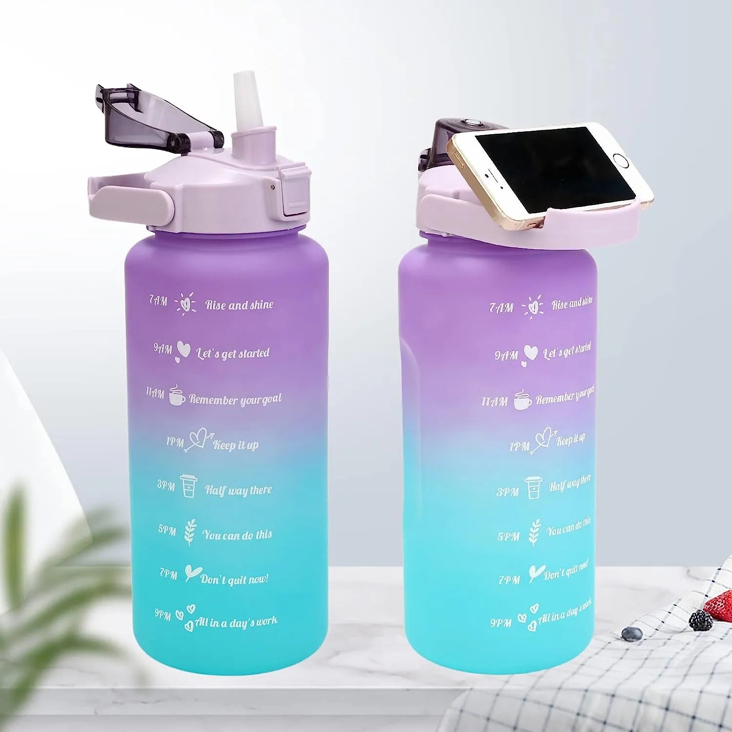 3Pcs/Set Large Capacity Water Bottle Set,Portable Plastic Frosted