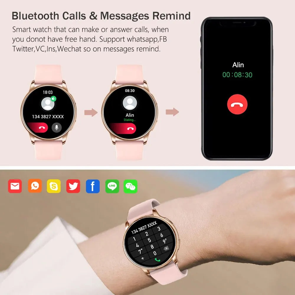 Bluetooth Call Smart Watch Women Custom Dial Steel Watches Men Sports