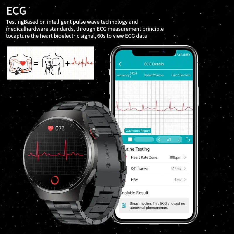 Blood Lipids Uric Acid Blood Glucose Smart Watch Men Fitness Tracker Clock Heart Rate Bluetooth Calling ECG+PPG Smartwatch New