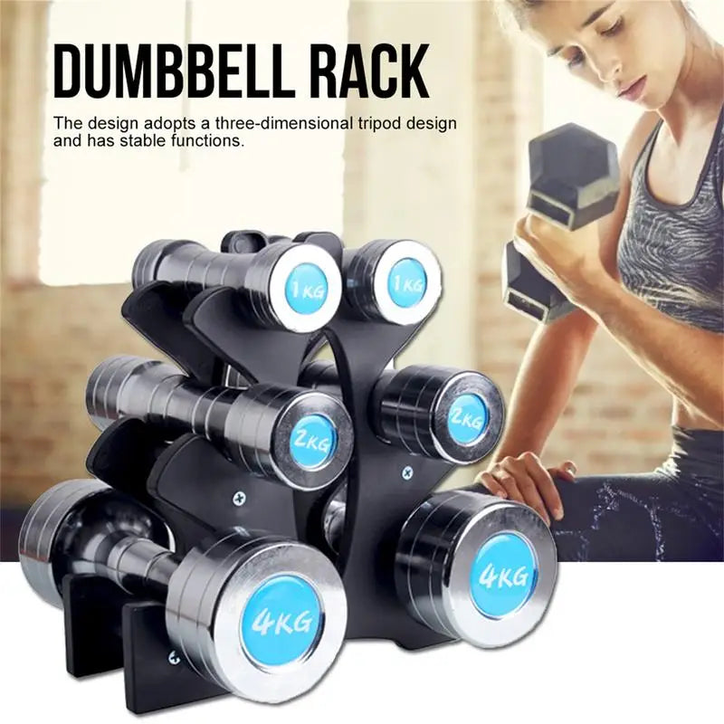 Gym Dumbbell Organizer Hard Wearing Weight Rack With 3 Tires Portable