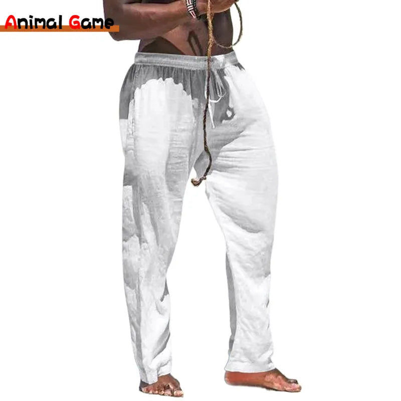New Autumn Men's Cotton Linen Pants Male Breathable Solid Color