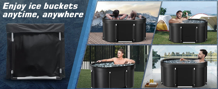 Ice Bath Tub for Athletes Large Collapsible Hot Tub Portable Cold Plunge for Outdoor Garden Yard Gym,Upgraded All-Aluminum Frame