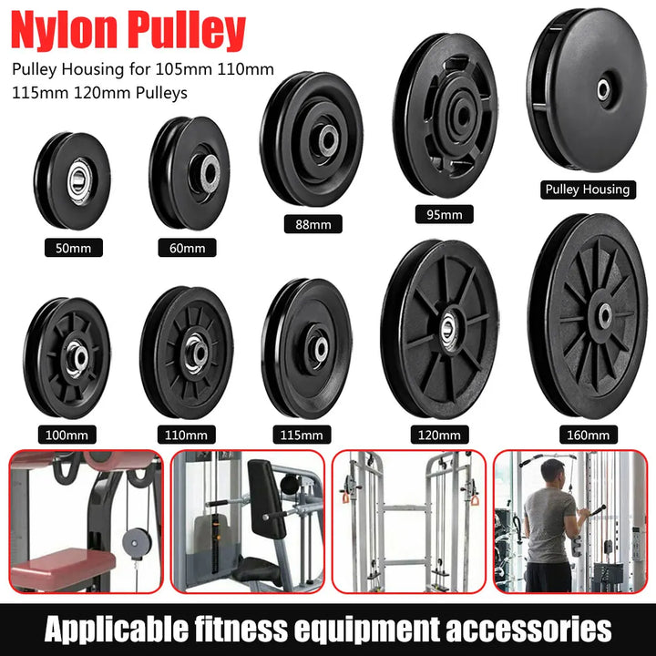 50-160mm Gym Bearing Pulley Wearproof Nylon Bearing Pulley Wheel Cable