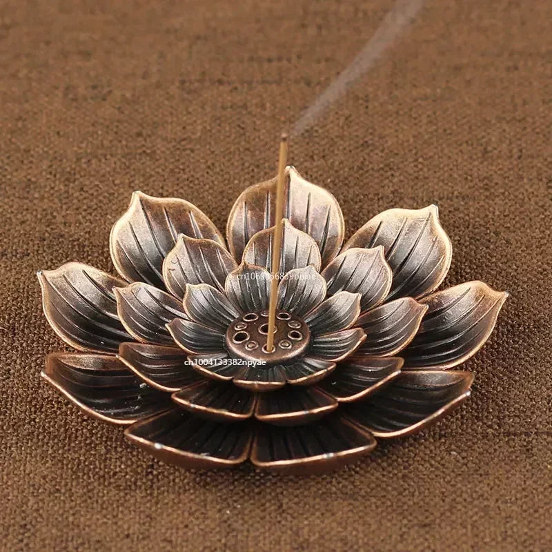 Alloy Incense Burner Stick Holder Buddhism Lotus Line Incense Plate