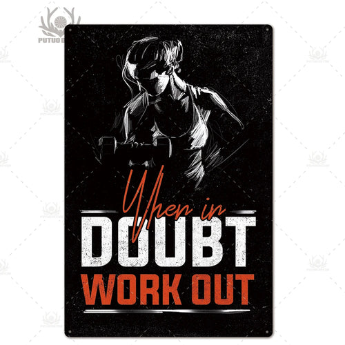 Putuo Decor Gym Tin Sign Plaque Metal Plate Work Out Wall Art Poster