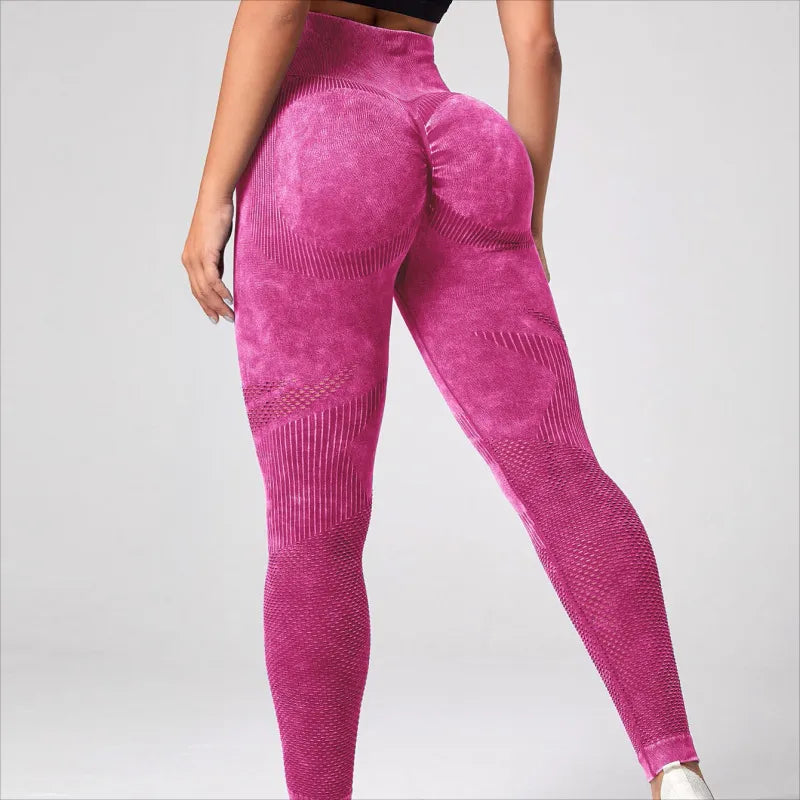 Women Seamless Leggings Washing Yoga pants Bubble Butt Push Up Fitness