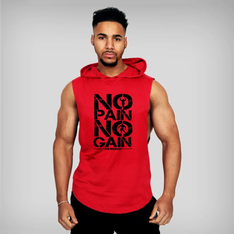 Brand Gyms Clothing Mens Bodybuilding Hooded Tank Top Cotton