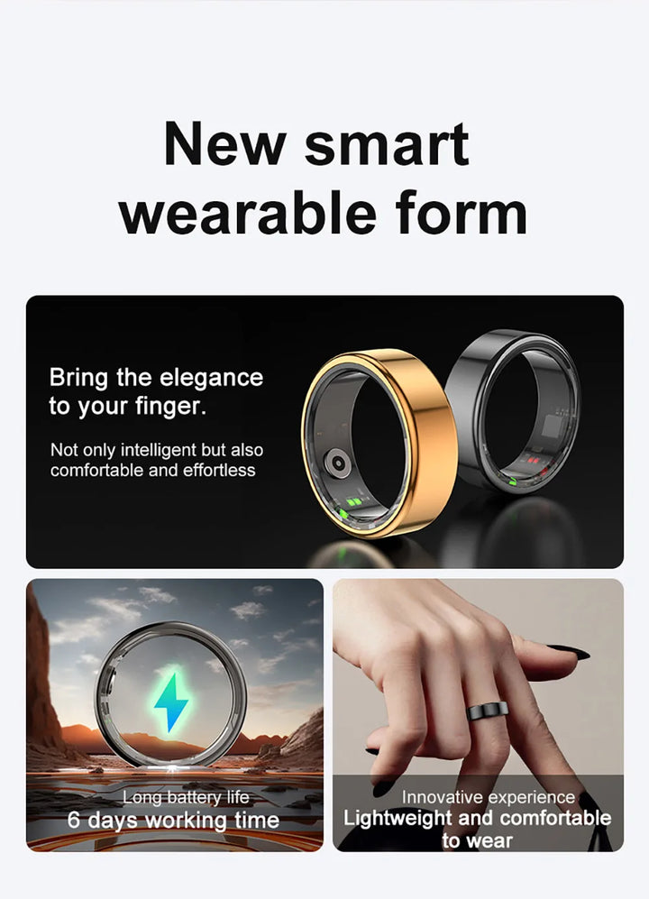 llNuyoah R02 Smart Ring Military For sports Swim Sleep Health Monitoring Grade Titanium Steel Shell IP68 & 3ATM Waterproof Multi