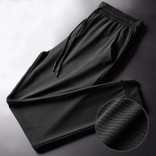 Men's Summer Ice Silk Pants Mesh Thin Breathable Casual Quick Dry