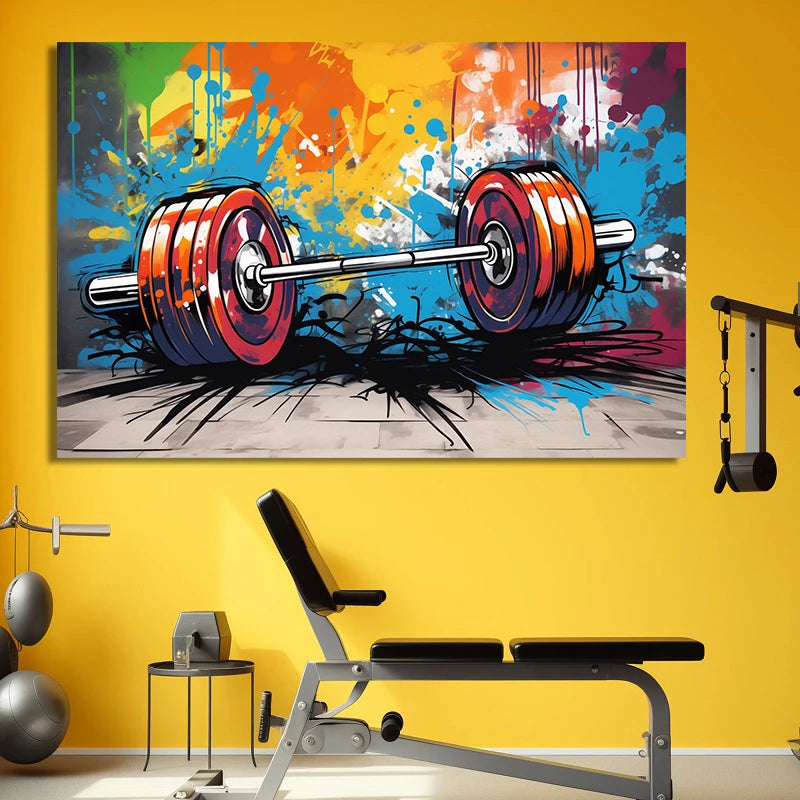 Graffiti Barbell Canvas Painting Print Sport Motivational Wall Art Fitness Gym Decor Bodybuilding Poster Weightlifter Gift