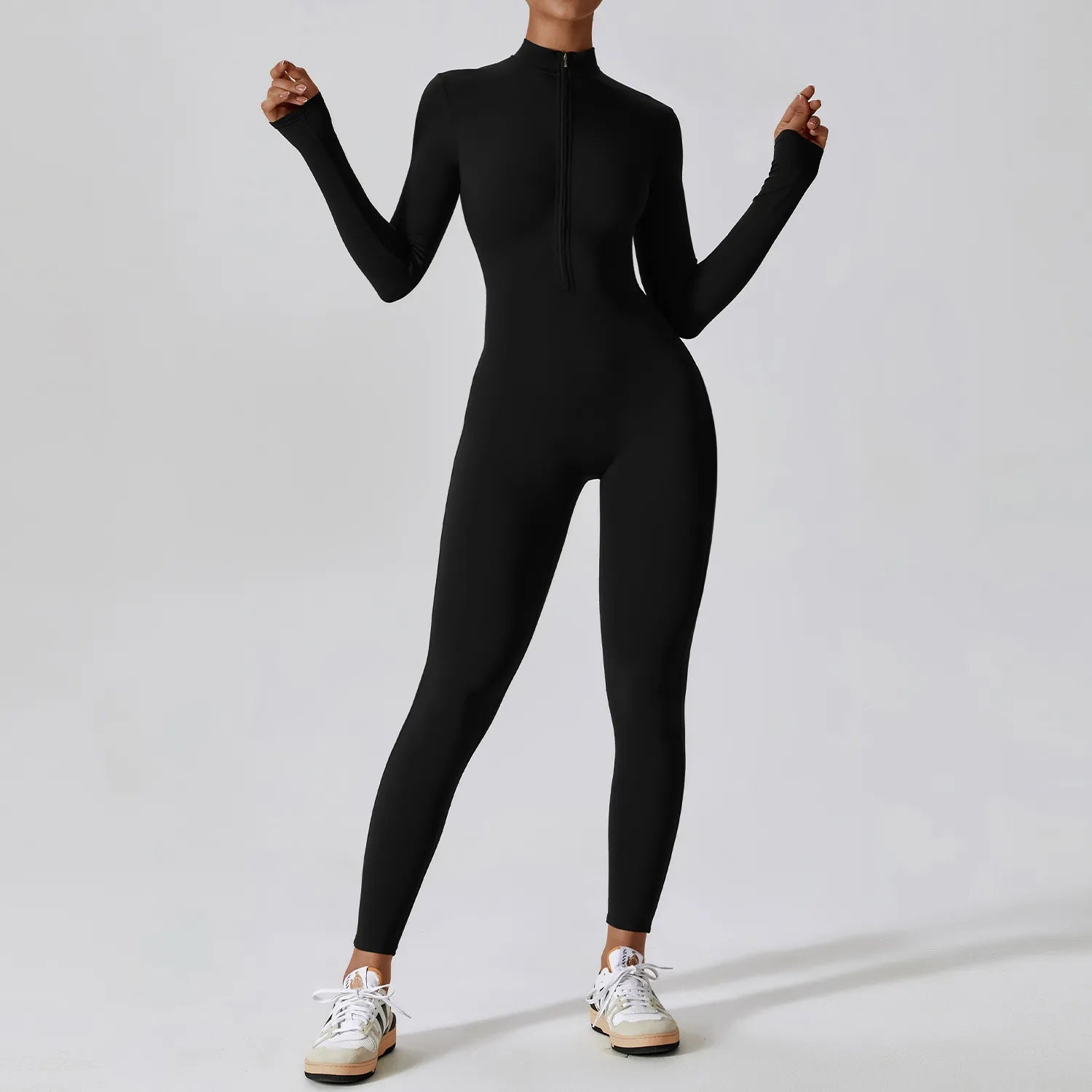 Yoga Boilersuit Long Sleeved Women's Sportswear Gym Zipper Jumpsuits