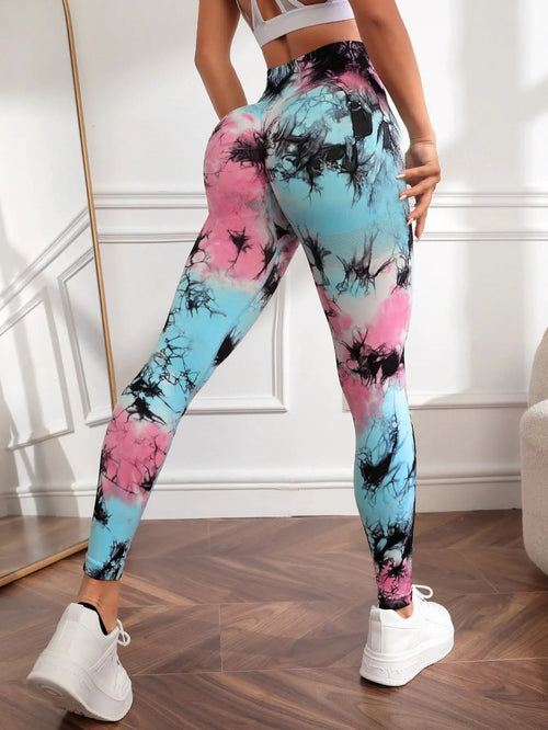 Tie Dye Seamless Leggings Women for Gym Yoga Pants Push Up Workout