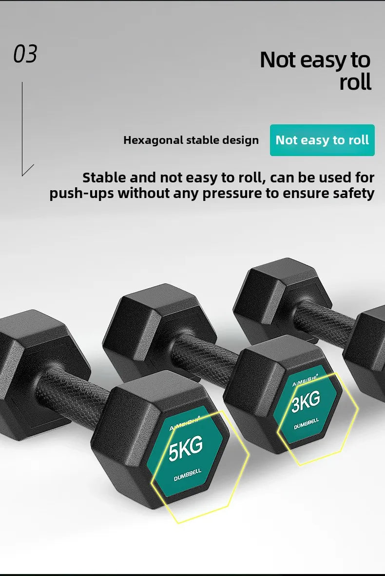 Hexagonal Dumbbells for Men Students Home Fitness Equipment Children Wrapped Dumbbells Pair 0kg 5kg Arm Muscle Training