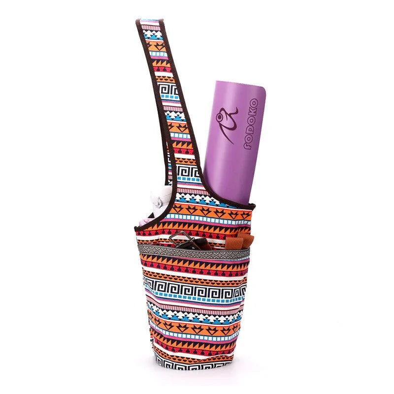 Bohemian Style Yoga Mat Bag with Large Zipper Pocket