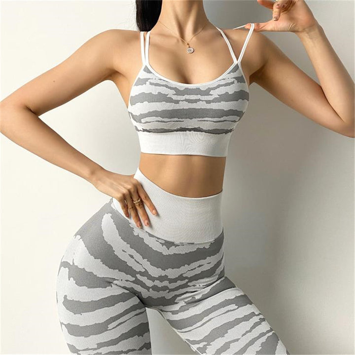 Tiger Seamless Female Yoga Sets Sportswear Tracksuit Workout Gym Wear