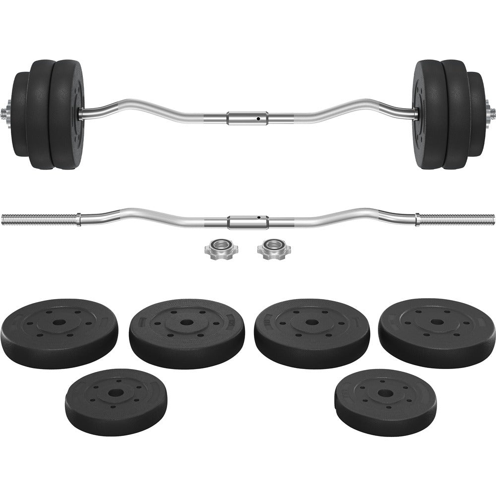 Yaheetech 20KG/30KG Adjustable Barbell Weight Set with Detachable Curl Bar, Plates and Star Locks for Home Gym