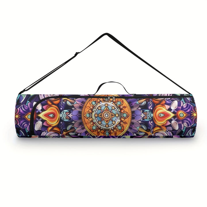 [Popular Choice] Boho Mandala Flower Yoga Mat Storage Bag for Women, Single Shoulder Fitness Mat Carrier, Non-Waterproof Polyester with Zip Closure, Gym Bag